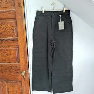 EVERLANE The Organic Cotton High Rise Wide Leg Pant Black NEW Size 16